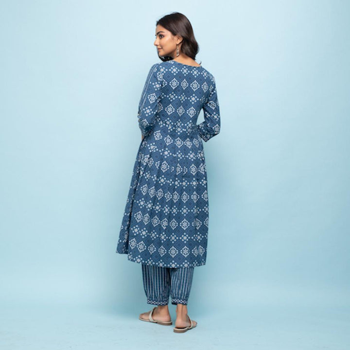 Rang Deep Women Set of Indigo Cotton Kurta with Palazzo Kurti Rangdeep-Fashions 