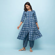 Rang Deep Women Set of Indigo Cotton Kurta with Palazzo Kurti Rangdeep-Fashions 