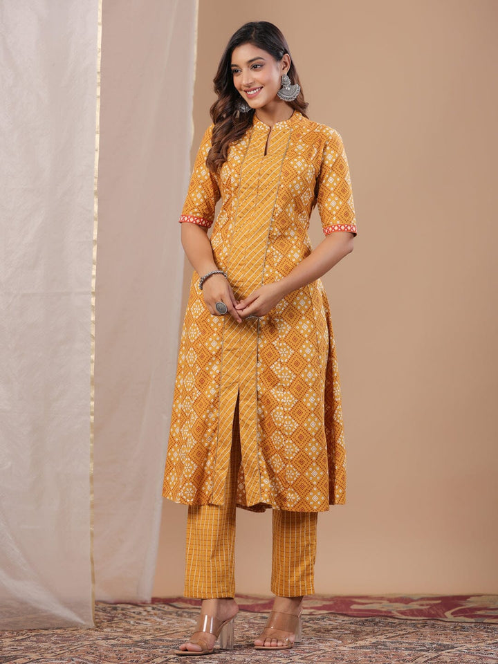 Rang Deep Women Set of Mustard Cotton Kurta with Palazzo Kurti Rangdeep-Fashions 