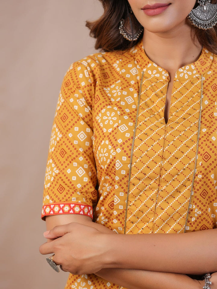 Rang Deep Women Set of Mustard Cotton Kurta with Palazzo Kurti Rangdeep-Fashions 