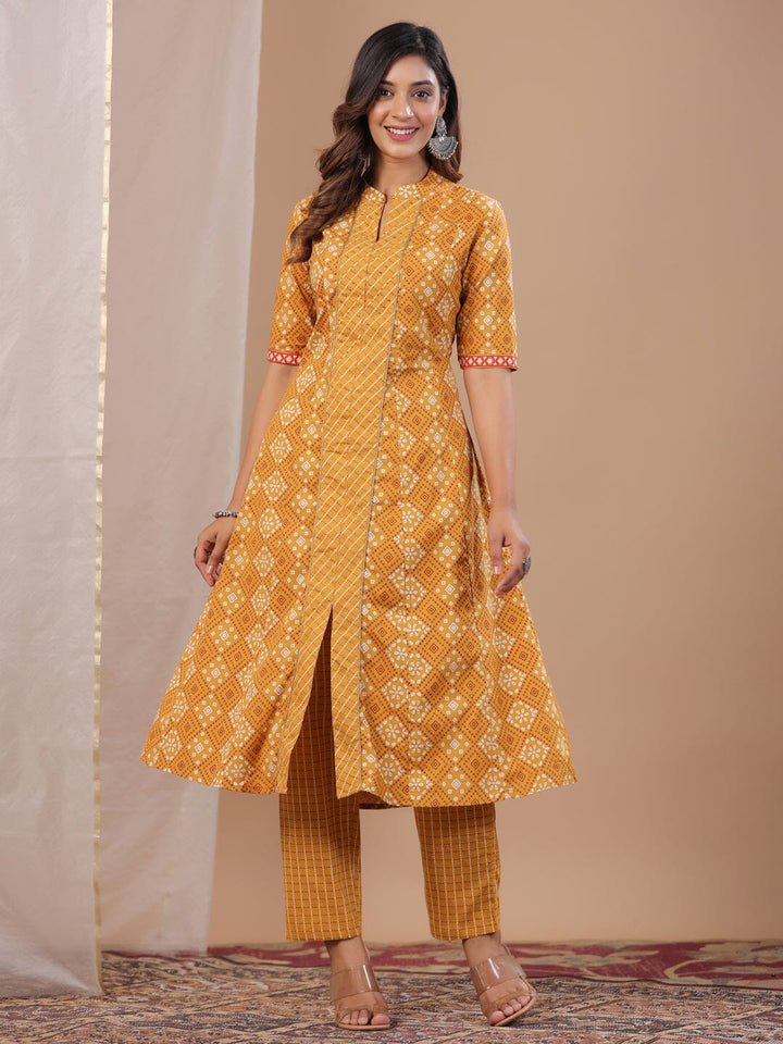 Rang Deep Women Set of Mustard Cotton Kurta with Palazzo Kurti Rangdeep-Fashions 