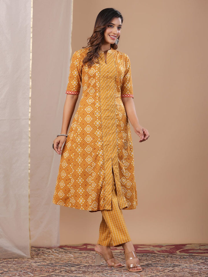 Rang Deep Women Set of Mustard Cotton Kurta with Palazzo Kurti Rangdeep-Fashions 