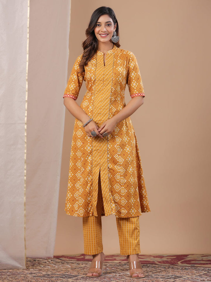 Rang Deep Women Set of Mustard Cotton Kurta with Palazzo Kurti Rangdeep-Fashions 