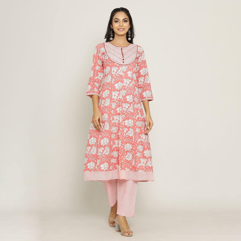 Rang Deep Women Set of Pink Cotton Kurti With Pant Kurti Rangdeep-Fashions 