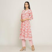 Rang Deep Women Set of Pink Cotton Kurti With Pant Kurti Rangdeep-Fashions 