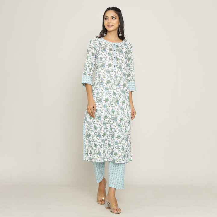 Rang Deep Women Set of Teal Blue Cotton Kurti With Palazzo and With Dupatta. Kurti Rangdeep-Fashions 