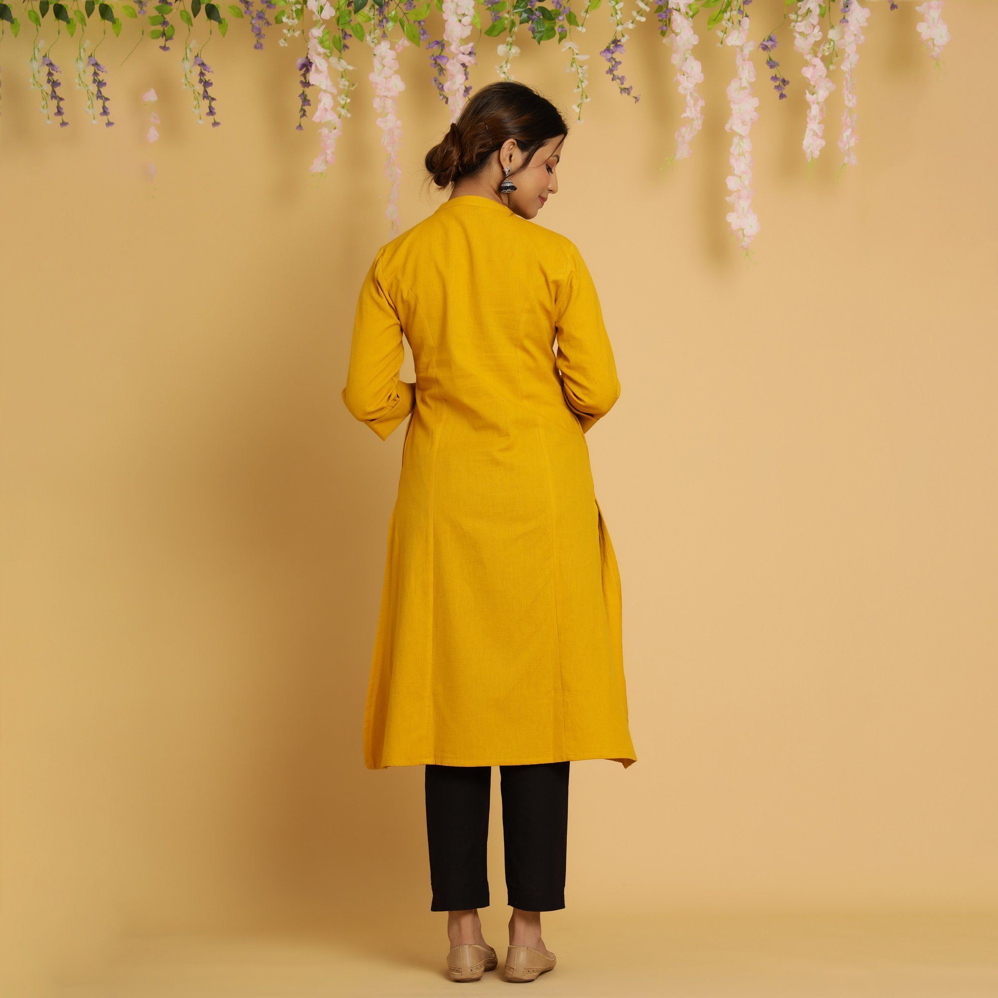 Rang Deep Yellow Cotton FLex Kurta Cotton Flex Kurti Rangdeep-Fashions 