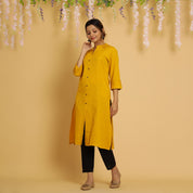 Rang Deep Yellow Cotton FLex Kurta Cotton Flex Kurti Rangdeep-Fashions 