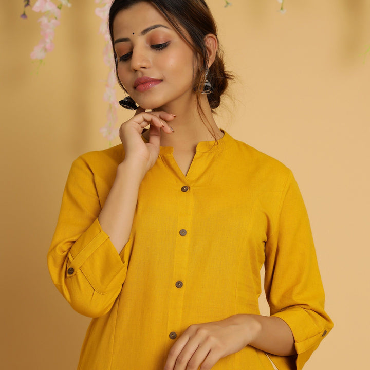 Rang Deep Yellow Cotton FLex Kurta Cotton Flex Kurti Rangdeep-Fashions 