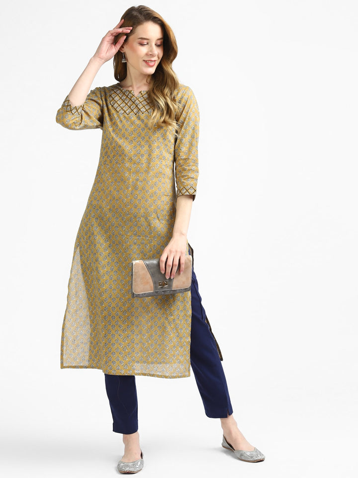 RangDeep Beige Cotton Kurta Kurti Rangdeep-Fashions 