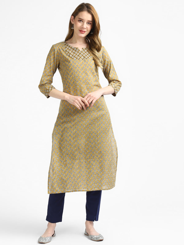 RangDeep Beige Cotton Kurta Kurti Rangdeep-Fashions Small 