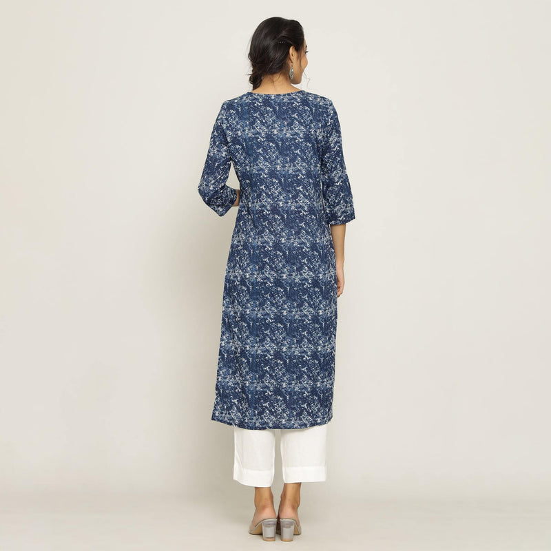 Rangdeep Blue printed Calf length Cotton Kurti Kurti Rangdeep-Fashions 