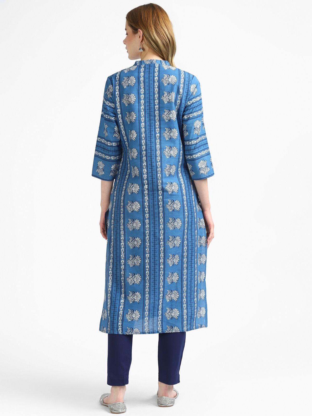 RangDeep Blue Printed Kurta Kurti Rangdeep-Fashions 