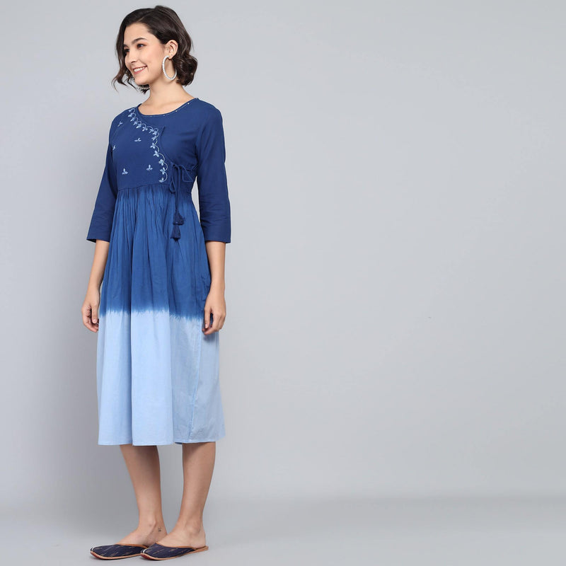RangDeep Blueberries Ombre Cotton Kurta Dress Ombre Dress Rangdeep-Fashions Medium 
