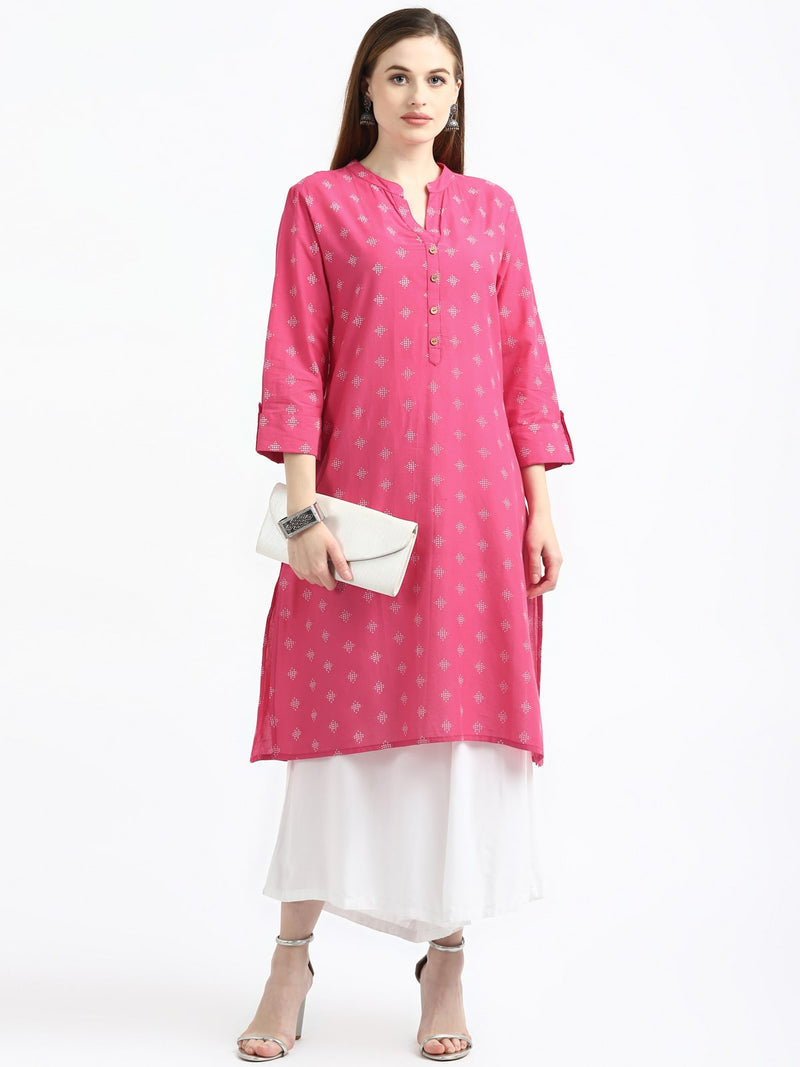 RangDeep Blush Pink Cotton Kurta Kurti Rangdeep-Fashions Medium 