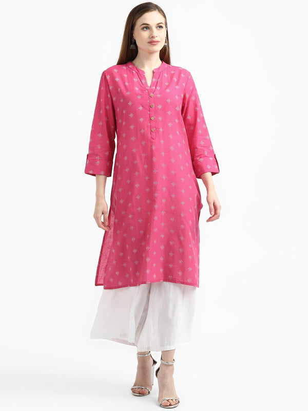 RangDeep Blush Pink Cotton Kurta Kurti Rangdeep-Fashions Small 