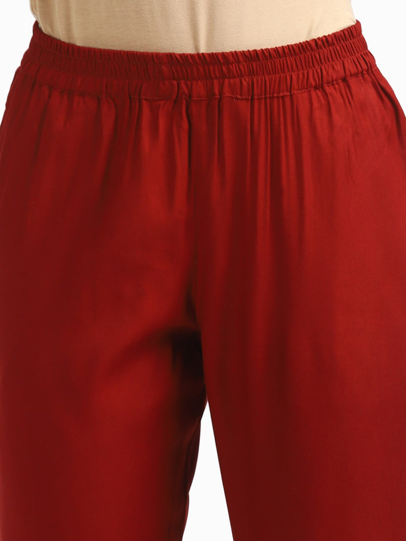 Rangdeep Brick Red Cotton Pant with Pocket Cotton Pant Rangdeep-Fashions 
