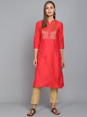 Rangdeep Carmine Knee length Viscose Straight Kurta Viscose Kurtis Rangdeep-Fashions Large 