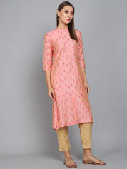 Rangdeep Flamingo Pink Knee length Viscose Straight Kurta Viscose Kurtis Rangdeep-Fashions X-Large 