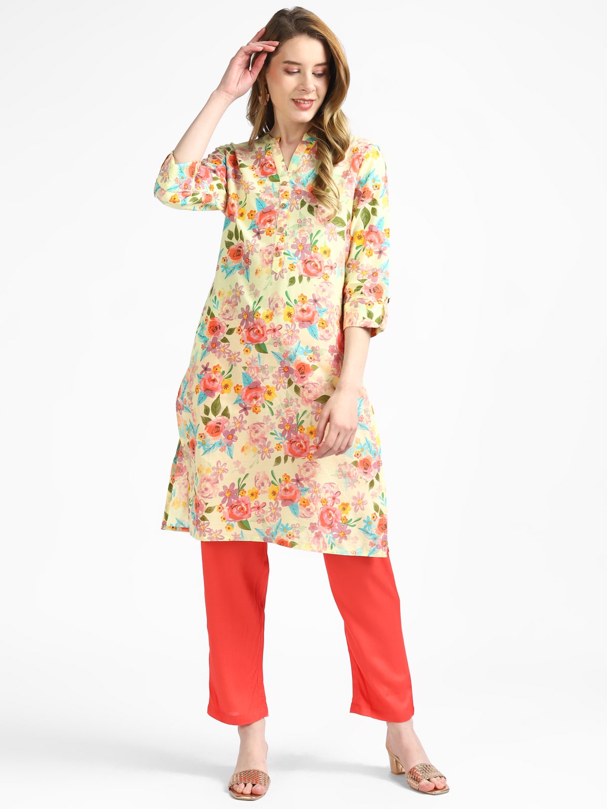 RangDeep Floral Printed Kurta Kurti Rangdeep-Fashions Small 