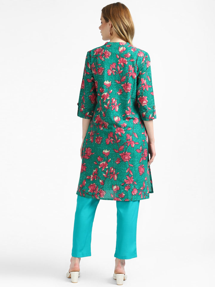 RangDeep Green Floral Printed Kurta Kurti Rangdeep-Fashions 