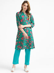 RangDeep Green Floral Printed Kurta Kurti Rangdeep-Fashions Small 