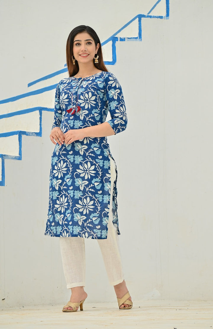 RangDeep INDIGO Printed Kurta Kurti Rangdeep-Fashions 