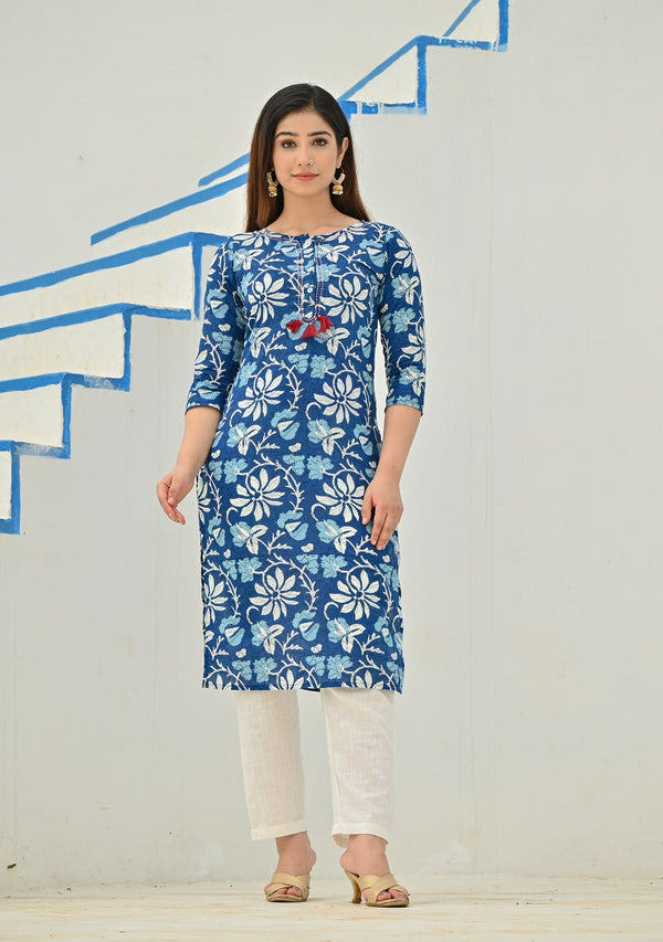 RangDeep INDIGO Printed Kurta Kurti Rangdeep-Fashions 