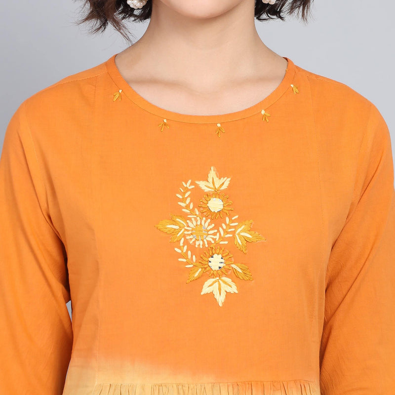 RangDeep Lemon Sorbet Ombre Cotton Kurta Dress Ombre Dress Rangdeep-Fashions 