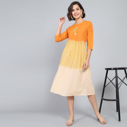 RangDeep Lemon Sorbet Ombre Cotton Kurta Dress Ombre Dress Rangdeep-Fashions Small 