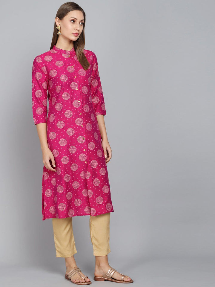 Rangdeep Magenta Knee length Viscose Straight Kurta Viscose Kurtis Rangdeep-Fashions 