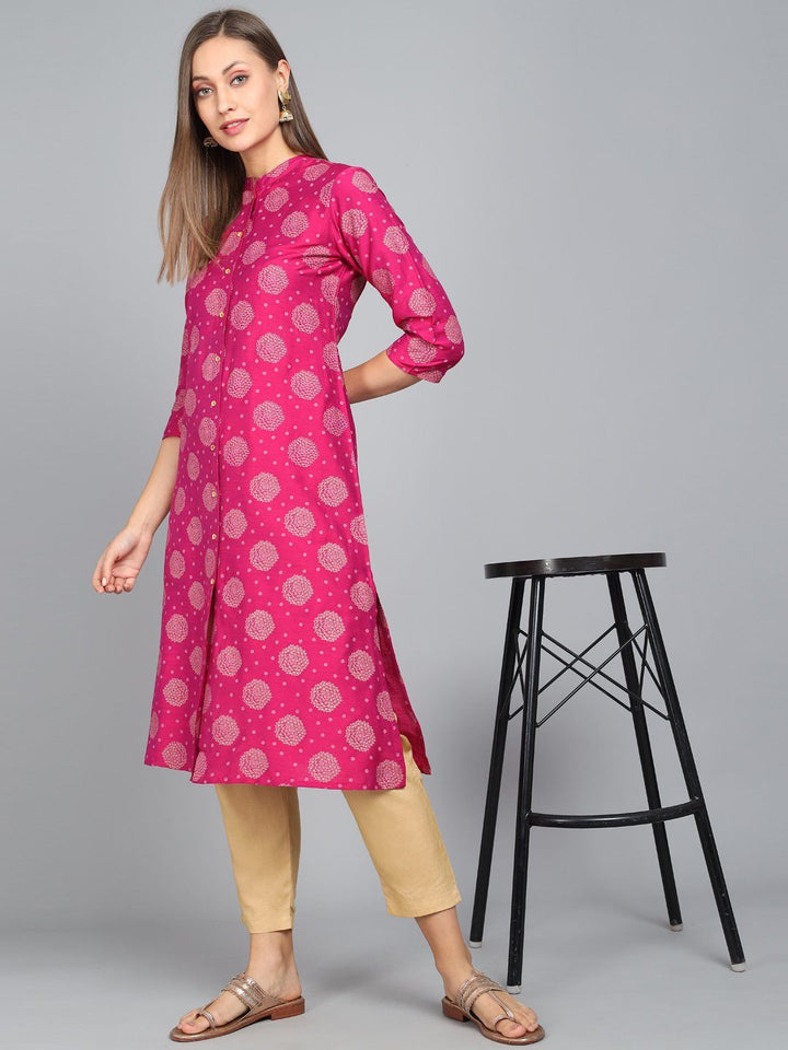 Rangdeep Magenta Knee length Viscose Straight Kurta Viscose Kurtis Rangdeep-Fashions Small 