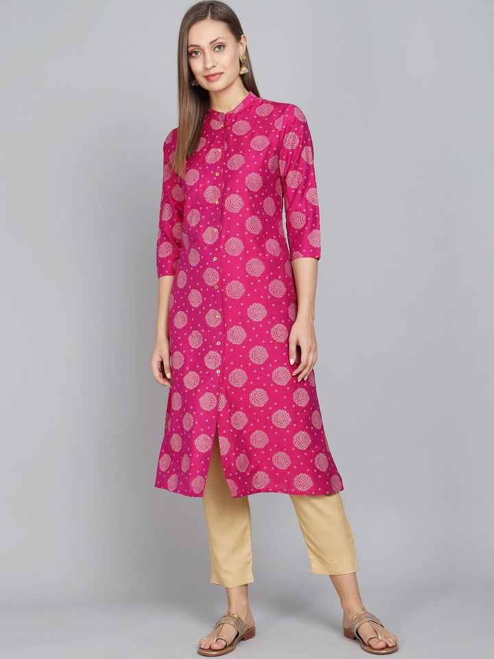 Rangdeep Magenta Knee length Viscose Straight Kurta Viscose Kurtis Rangdeep-Fashions X-Large 