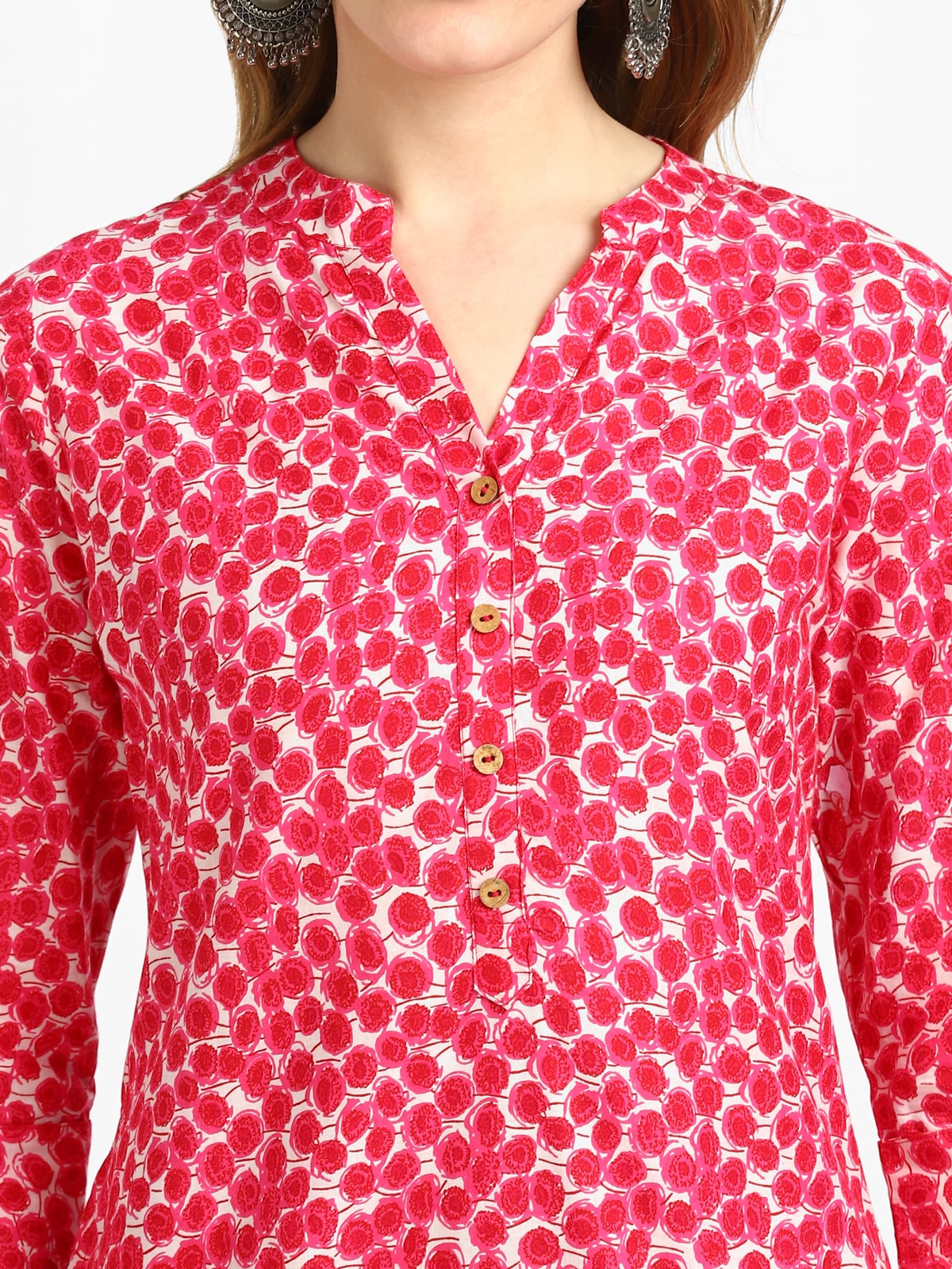 RangDeep Pink Floral Cotton Kurta Kurti Rangdeep-Fashions 