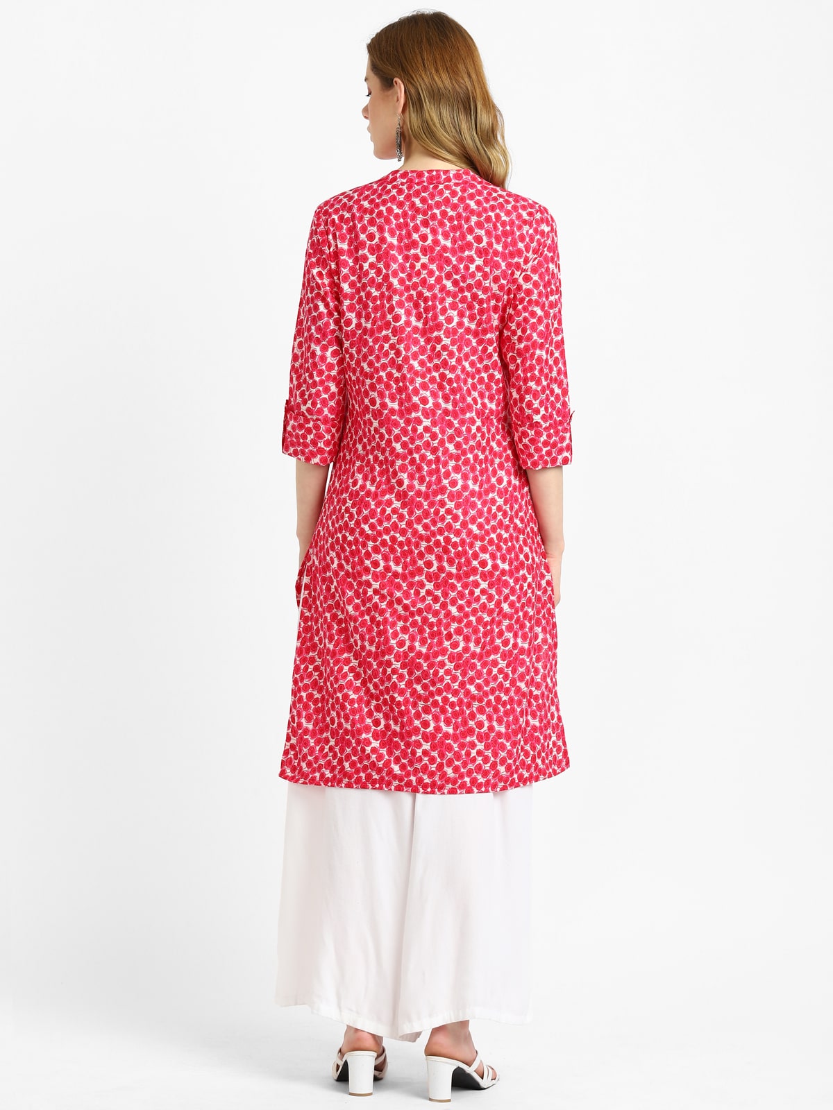 RangDeep Pink Floral Cotton Kurta Kurti Rangdeep-Fashions 