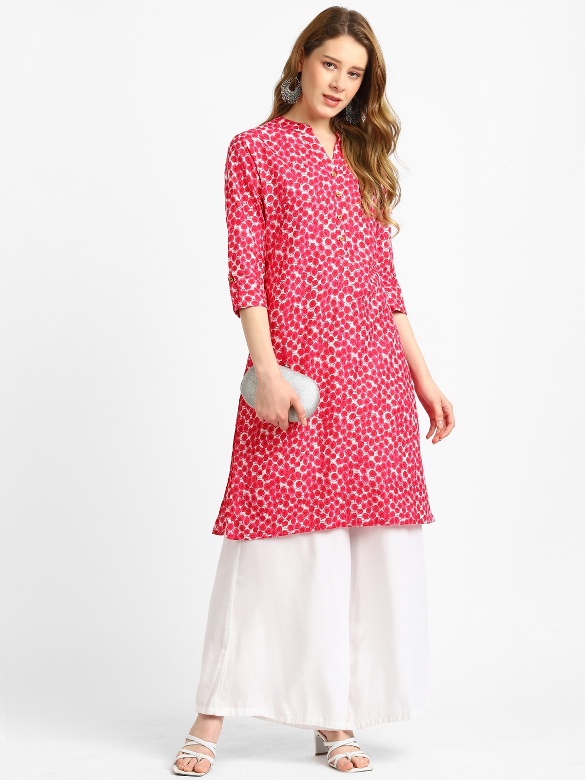 RangDeep Pink Floral Cotton Kurta Kurti Rangdeep-Fashions Medium 