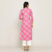 Rangdeep Pink printed Calf length Cotton Kurti Kurti Rangdeep-Fashions 