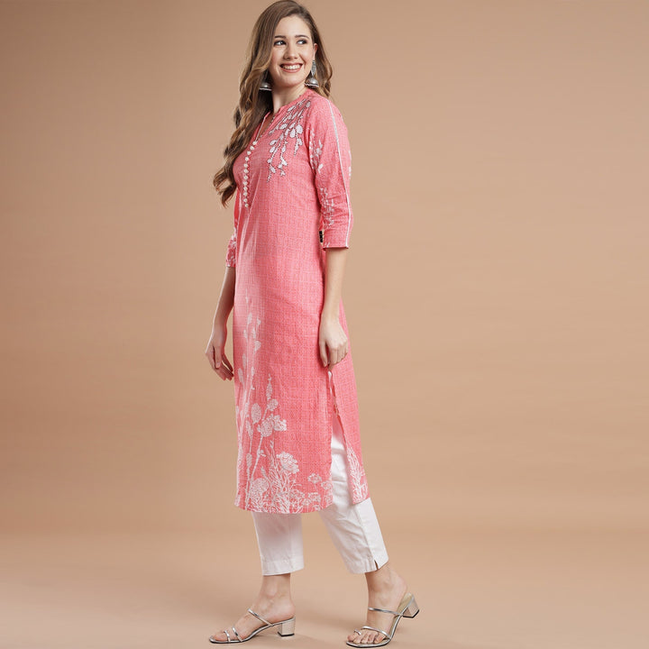 RANGDEEP PINK RAYON WOMEN'S STRAIGHT KURTA Rayon kurta Rangdeep-Fashions Large 