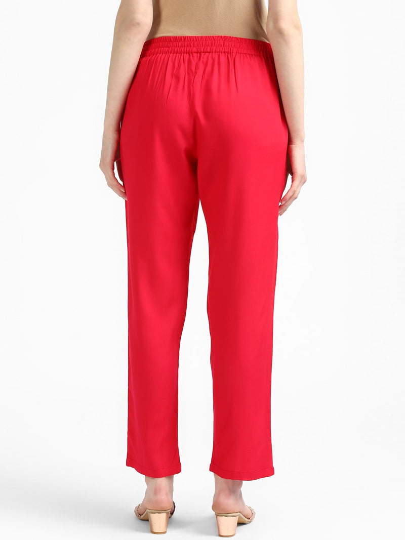 Rangdeep Red Cotton Pant with Pockets Cotton Pant Rangdeep-Fashions 