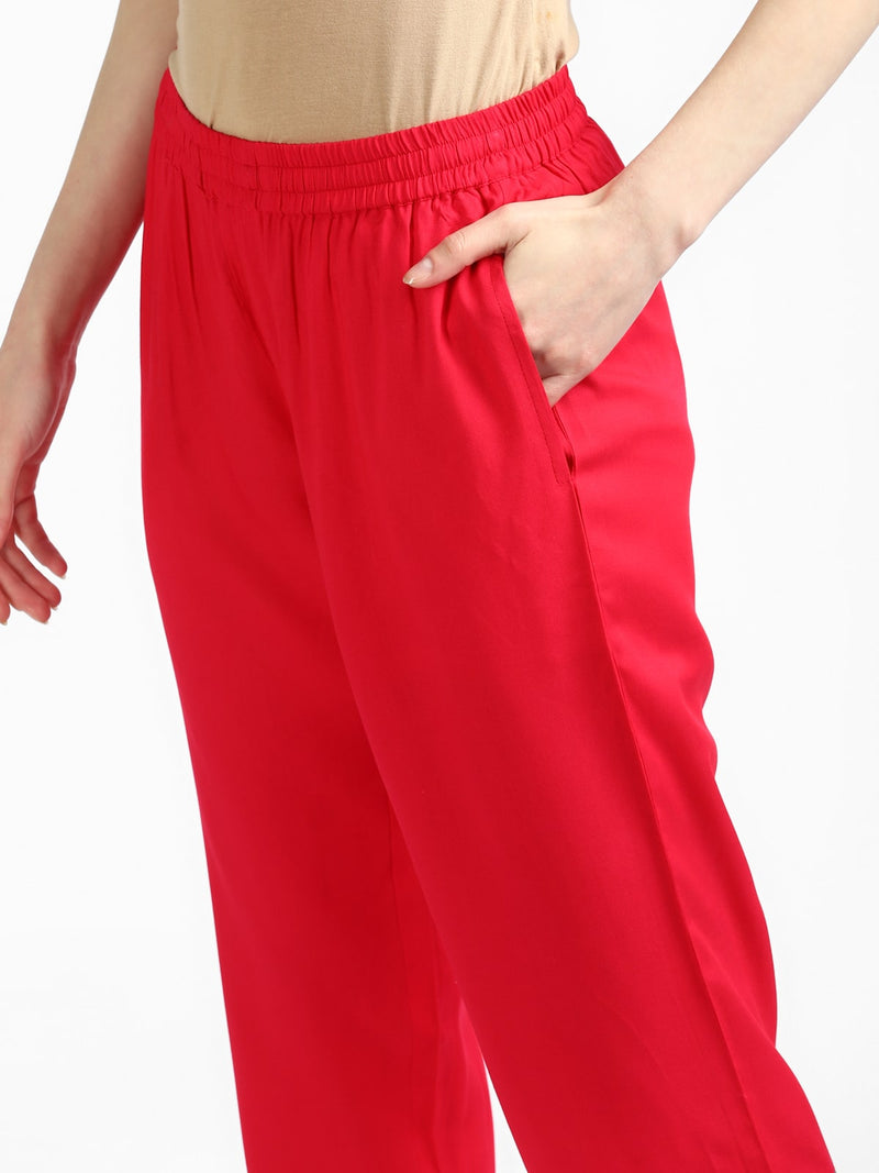 Rangdeep Red Cotton Pant with Pockets Cotton Pant Rangdeep-Fashions 