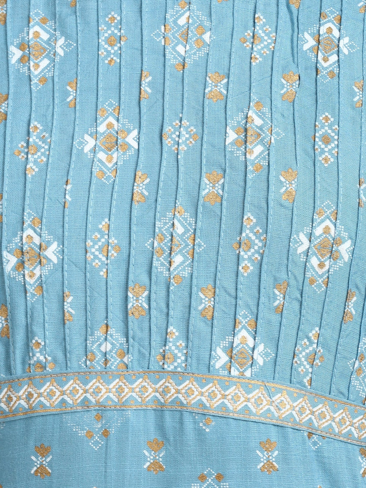 RangDeep Sky Blue Printed Kurta Kurti Rangdeep-Fashions 