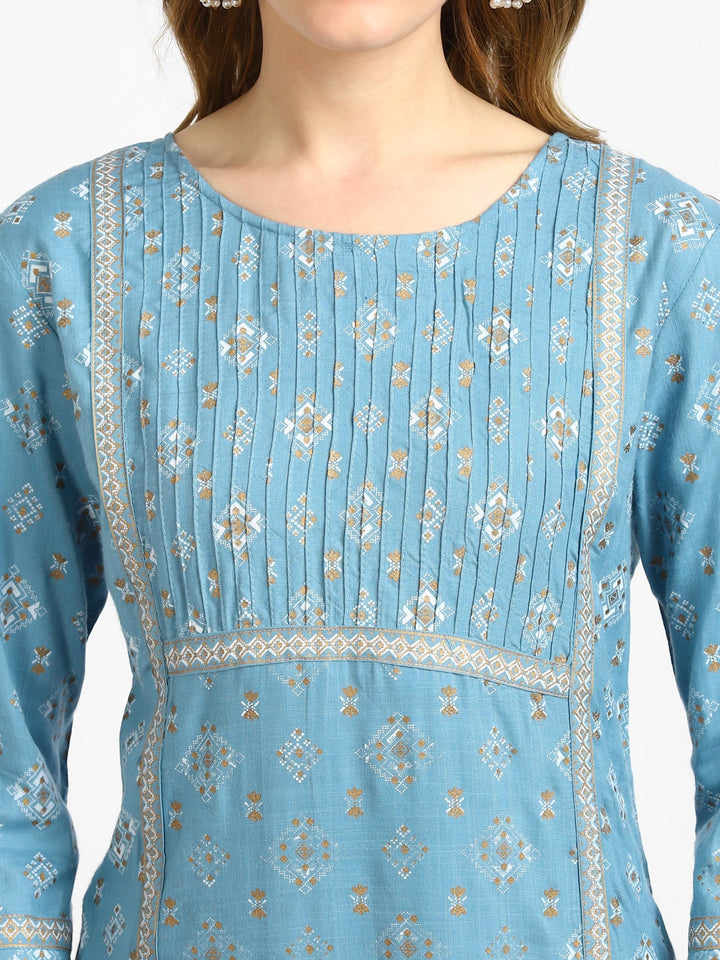 RangDeep Sky Blue Printed Kurta Kurti Rangdeep-Fashions 