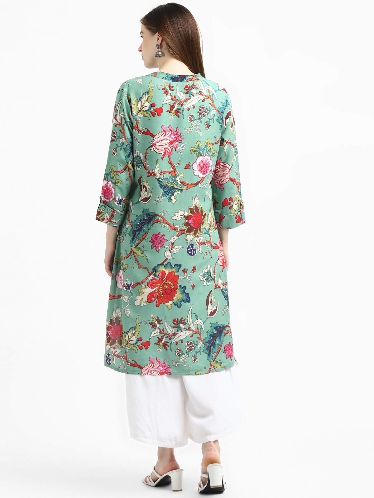 RangDeep Teal Printed Kurta Kurti Rangdeep-Fashions 