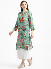 RangDeep Teal Printed Kurta Kurti Rangdeep-Fashions X-Large 