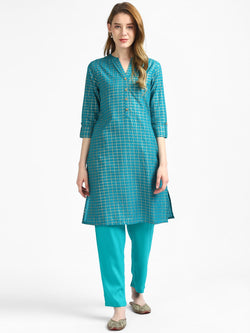 RangDeep Tiffany Blue Printed Kurta Kurti Rangdeep-Fashions Small 