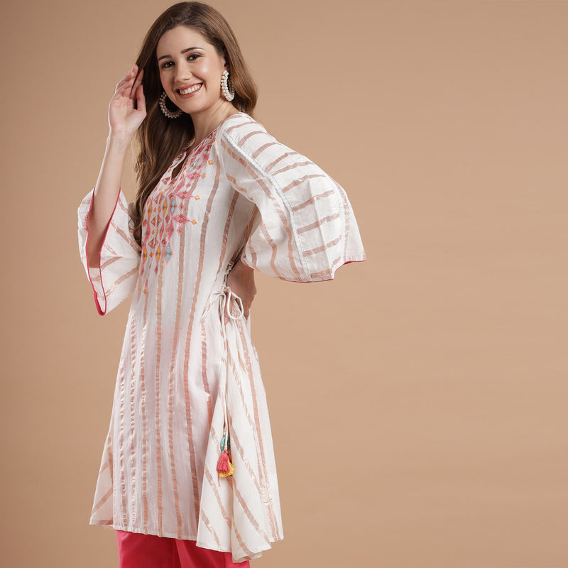 RANGDEEP WHITE LUREX WOMEN'S STRAIGHT KURTA Rayon kurta Rangdeep-Fashions Medium 