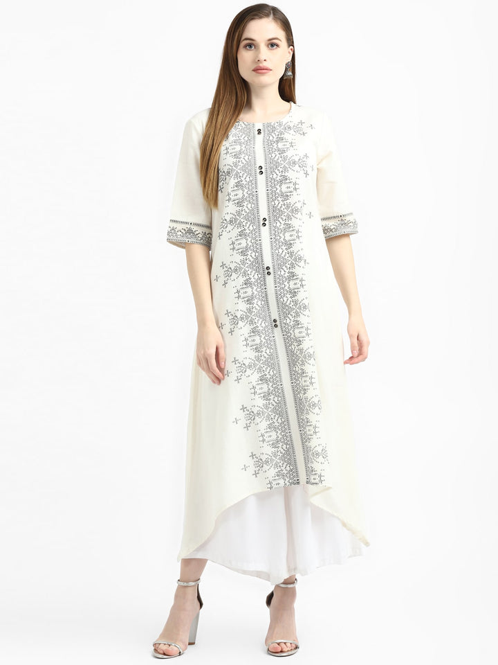 RangDeep White Printed Asymmetric Kurta Kurti Rangdeep-Fashions Small 