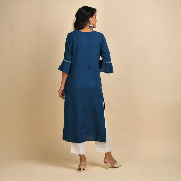 RANGDEEP WOMEN BLUE EMBROIDERY KURTA Kurti Rangdeep-Fashions 
