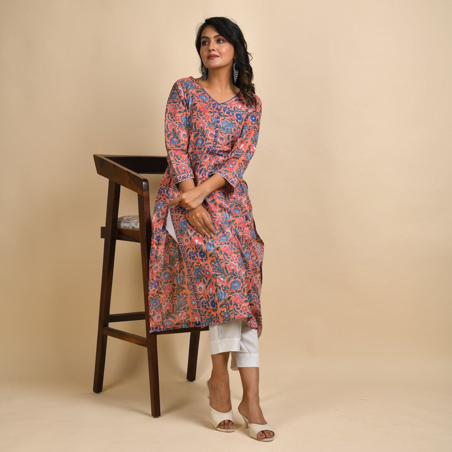 RangDeep Women Calf length Straight Kurti Kurti Rangdeep-Fashions Small 