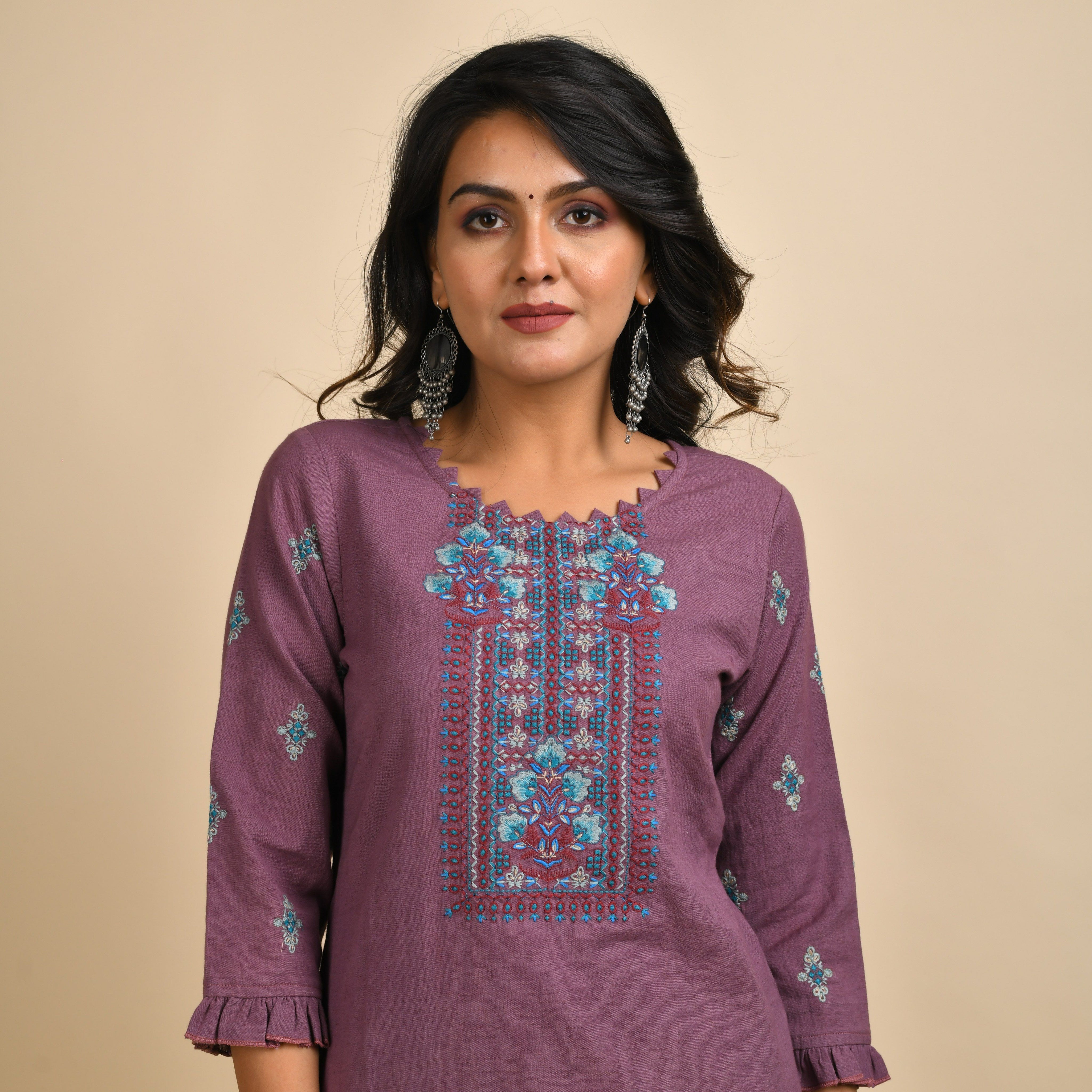 RANGDEEP WOMEN MAUVE EMBROIDERY KURTA Kurti Rangdeep-Fashions 